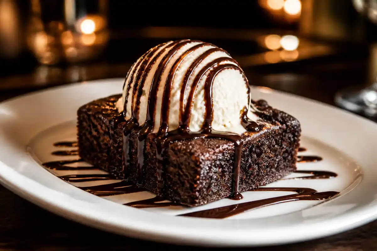 Brownie dessert with ice cream